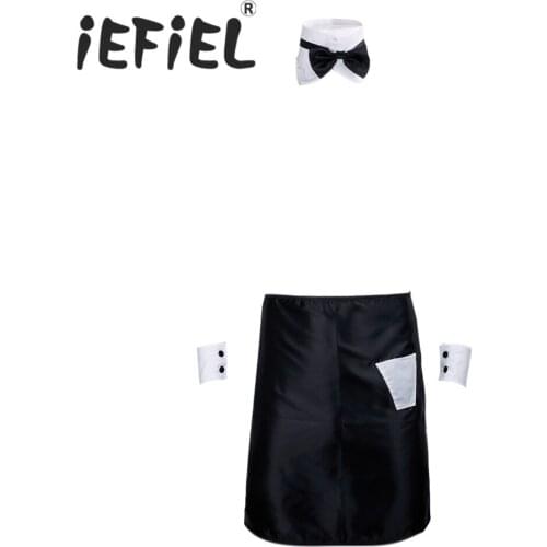 Male Mens Cosplay Costumes Lingerie Apron with Bow Tie Collar Cuffs Cosplay Party Nightwear Clubwear Themed Party Clothes