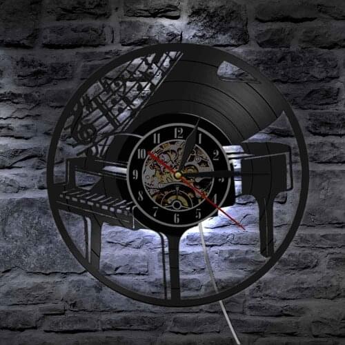 Musical Notes Melody Grand Piano Sheet Music Vinyl Record Wall Clock Musical Instrument Piano Wall Clock Pianist Musicians Gift