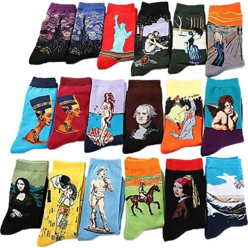 Jerrinut Women Funny Socks With Print Cute Art Socks Warm Winter Happy Socks Cotton Men Van Gogh Sock Crew Fashion Casual 1 Pair