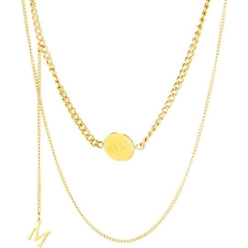 New Arrival Simple Temperament Double Layers Letter M Necklace Titanium Steel Jewelry For Woman Gift Not Fade Drop Shipping