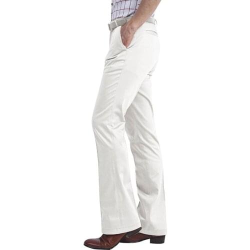 2021 Autumn Formal Bottom Flared Suit Pants Of Men Business Casual Office Comfortable Kahki Black White Slim Boot Cut Trousers