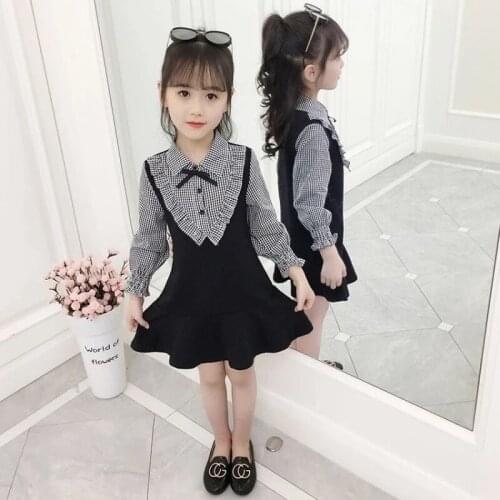 Dress For Girls Long Sleeve Bow Girls Dress Casual Plaid Dress Girl 2021 Autumn Spring Kids Dresses For Girls 4 6 8 10 12 Years