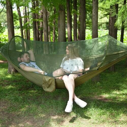 Pop Up Camping Hammock With Mosquito Net Portable Quick Set Up Hanging Sleeping Bed 250x120cm Outdoor Hamak Hamac 98*47
