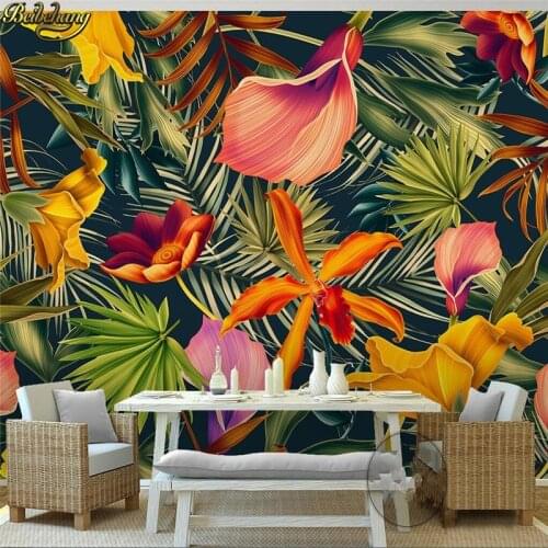 Beibehang Custom photo wallpaper hand-painted tropical rain forest tropical plant flower banana cafe restaurant theme theme hote
