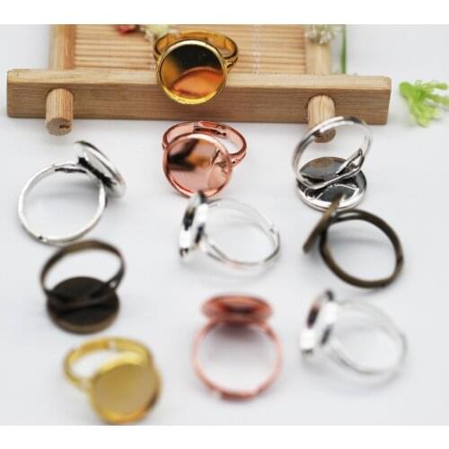 Fit 12/14/16/18/20mm Glass Cabochons Adjustable Ring Blanks Settings Multi-colors Ring Bezels For DIY Accessories Making 100pcs
