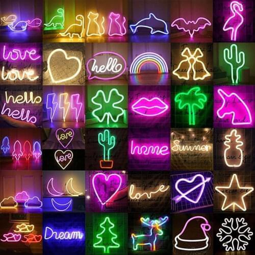 LED Hanging Neon Light Love 520 Neon Sign Lamp Bedroom Decoration Lights Home Party Holiday Decor Xmas Gift
