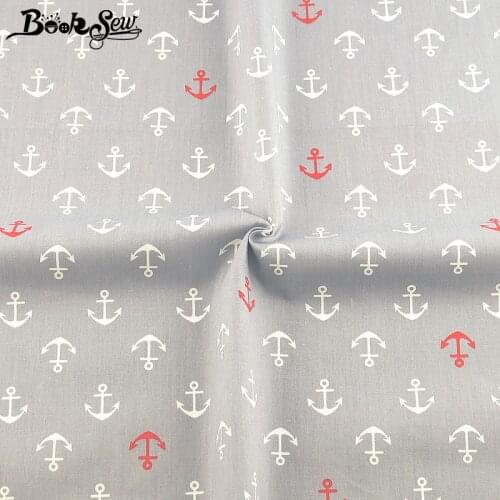 Booksew Printed Sea Anchor 100% Cotton Fabric Dye Gray Twill Dress Material Tela Algodon Tissus Au Metre DIY Sewing Patchwork