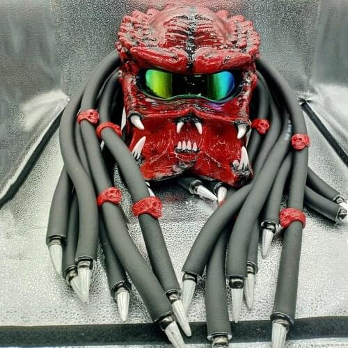 Red Predator Helmet Motorcycle Universal Motorbike Depredador Helmet with Braids Cruiser Chopper Cafe Racer