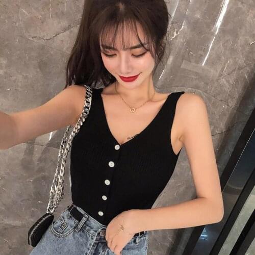 V-neck Halter Sexy Camisole Top 2020 Summer Women Sexy off-Shoulder Solid Color Sleeveless vest Womens Clothing Tanks Tops