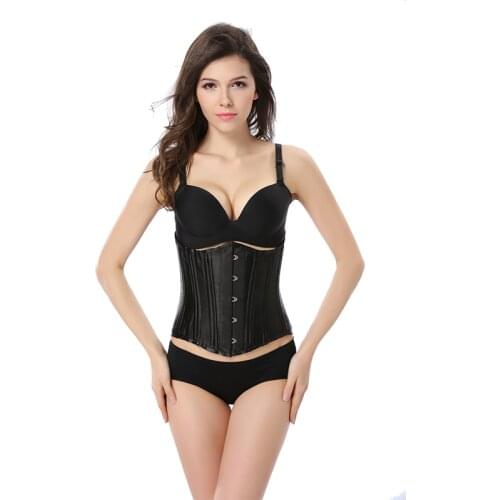 Fibre Win Sexy Gothic Underbust Corset Waist Cincher Black Bustiers Top Women Workout Shape Body Satin Belt Plus Size XS-6XL