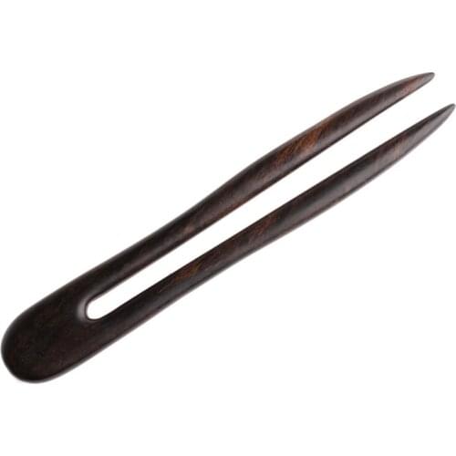 Women Wooden Hair Stick Pin Handmade Carved Wood Black Vintage Hair Accessories PXPB