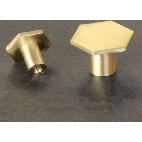 Gold Brass Hexagon Knobs Cabinet Door Handle Dresser Drawer Pulls Home Kitchen Furniture Hardware