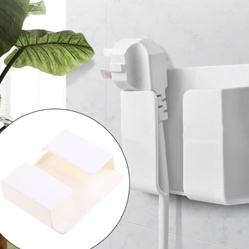 1PCS Wall Mounted Organizer Storage Box Charger Hook Mobile Phone Plug Wall Holder Universal Multifunctional Storage Shelf
