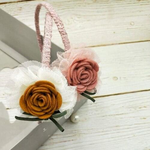 12pcs Fashion Cute Felt Floral Hairbands Rose Flower Hair Sticks Headbands Princess Headwear Girls Hair Accessories