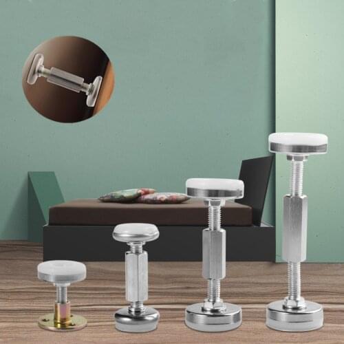 2pcs Adjustable Threaded Bed Frame Anti-vibration Fixed Bed Fasteners for Room Wall Support Self-adhesive Door Stopper Hardware