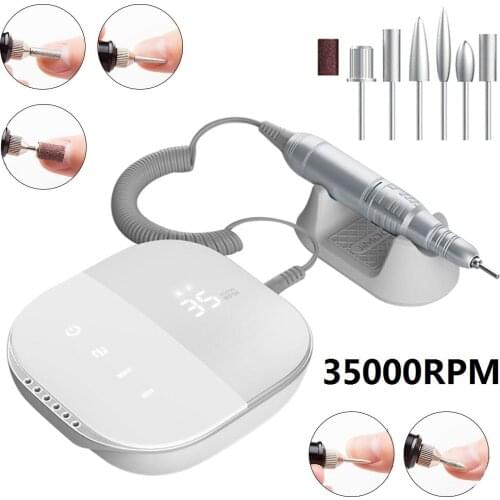 35000 RPM Electric Nail Drill Machine HD Digital Display Manicure Machine for All UV LED Gel Removal Nail Art Tool JMD-108