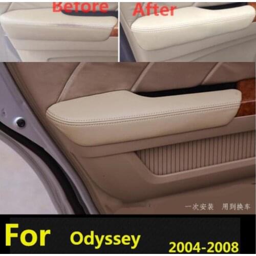 4pcs Microfiber Leather Door Panels Armrest leather Covers Protective Trim for For Honda Odyssey 2004-2008 with Mount Fittings
