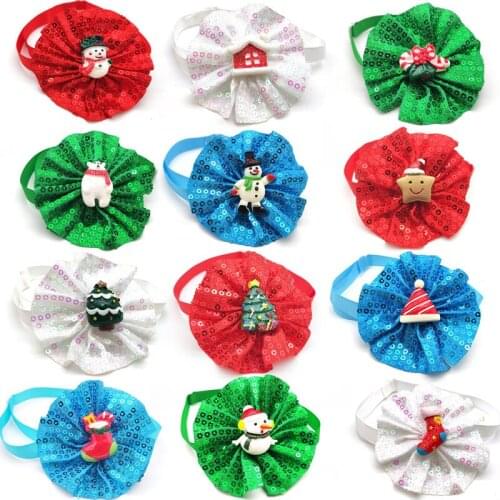 50/100 Pc New Christmas Patterns Pet Grooming Product For Small Medium Dog Bow Ties Necktie Pet Dog Collar Bows Accessories