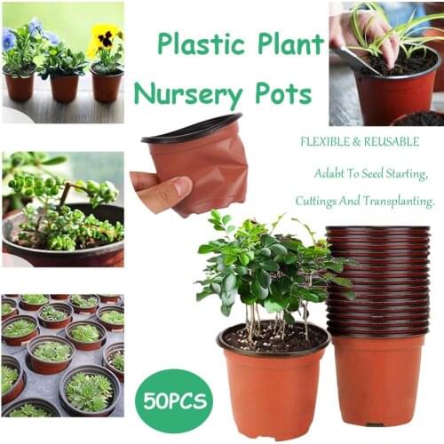 50 Pcs Plastic Plants Nursery Pots Seedlings Additional 50pcs Gardening Label Flower Plant Container Seed Starting Pots