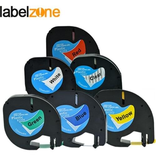 6pcs Multicolor 12mm Label Tapes Compatible Dymo 12267 91201 91202 91203 91204 91205 Plastic Tape for DYMO Letratag Printers