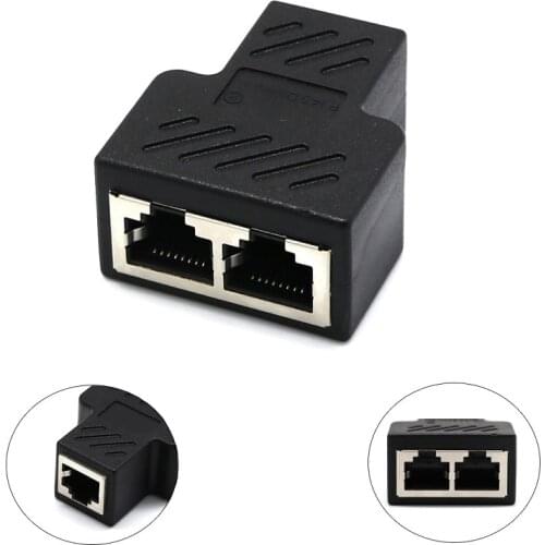 LAN Ethernet Cable Adapter 1 To 2 Way LAN RJ45 Extender Splitter For Internet Cable Connection 1 Input 2 Output Hight Quality