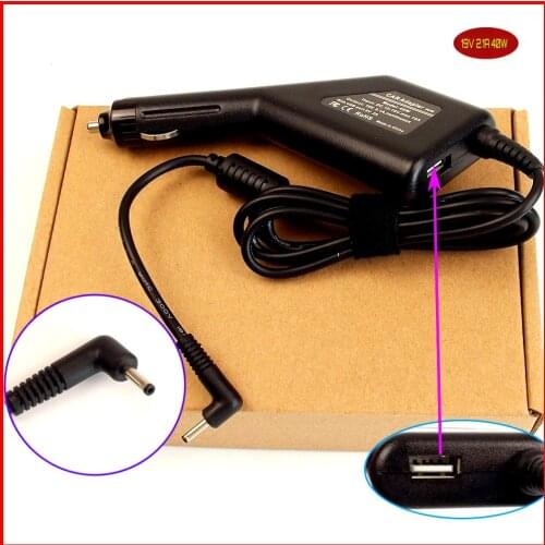 Laptop DC Power Car Adapter Charger 19V 2.1A 40W + USB Port for Samsung Series Slate 5/7/9