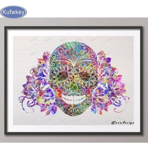 DIY Diamond Embroidery Abstract watercolor Sugar Skull Diamond Painting Cross Stitch Mosaic wedding Decoration