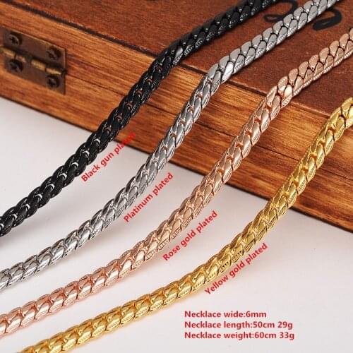 Bangrui Necklace Long/Chokers Wholesale 6MM Vintage Punk Black Gun/Gold Snake Chain For Women/Men Jewelry