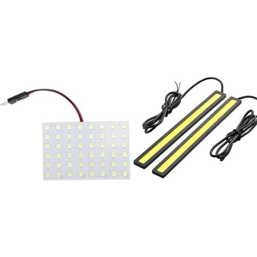 White 1210 SMD 48 LED Car Interior Dome Light Panel W T10 BA9S Festoon with 2 x Super Bright Car DRL Fog Driving Lamps