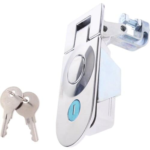 Security Compression Chrome Flush Mount Push Lock Locks Latch Tool Box Lock With 2 Keys for Horse Floats Trailer Campers Caravan