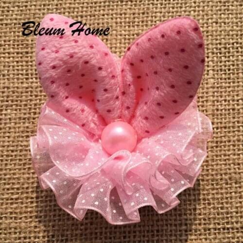 Bleum Home 2pcs girls present Rabbit Ears Scrunchy Elastic Hair Band Imitation pearls Hair Accessories Headdress Rubber Bands