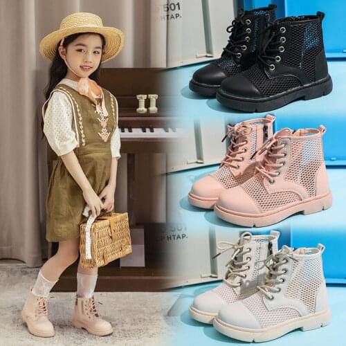 Fashion Children Martin Boots Summers Girls Boot Hollow out Non-Slip Spring Autumn Kids Shoes Black Pink Beige White 3 4 5-12T