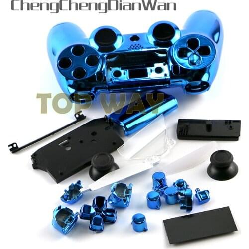 ChengChengDianWan Chrome Plating Housing Shell Case Full Mod Kits for PlayStation 4 for PS4 Controller Parts Multicolors 10sets