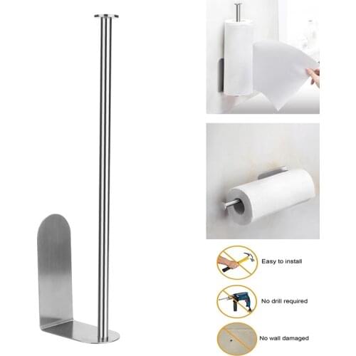 Paper Towel Holder Stainless Steel Vertical Diversified Wall Mount Paper Roll Holder Storage Rack Kitchen Bathroom Accessories