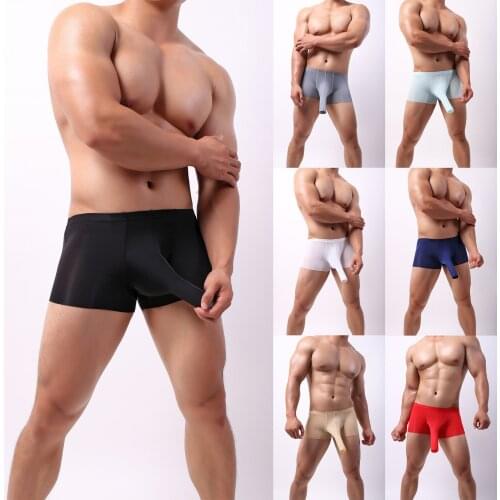 Mens Boxer Pants Fashionable Sexy U-shaped Underpants Ice Milk Fiber Traceless Long Elephant Trunk Gay Underwear tong homme 03