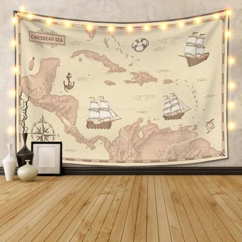 Map Exotic Wall Mounted Tapestry Dormitory Family Bedroom Living Photography Decorative Tapestry