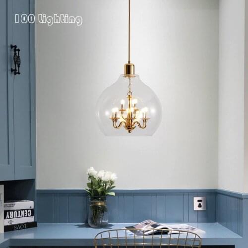 European Clear Glass Chandeliers Restaurant Bar Kitchen Bedroom Hanging Light Fixtures G9 Bulb Loft Deco Dropshipping
