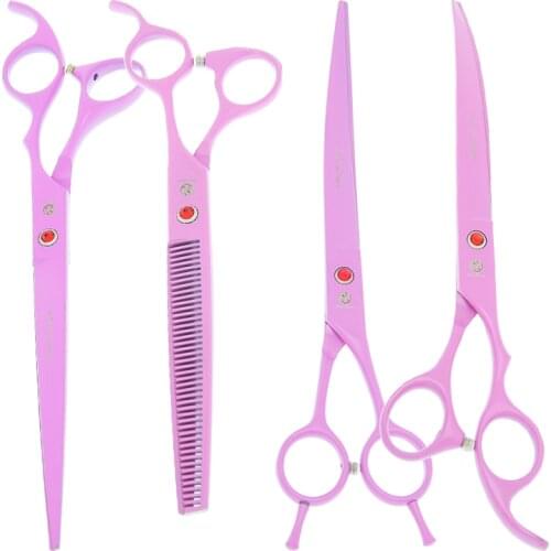 Purple Dragon 8.0" Professional Dogs Shears Pets Grooming Scissors Straight Cutting Thinning Curved Tijeras Cats Trimmers B0056B