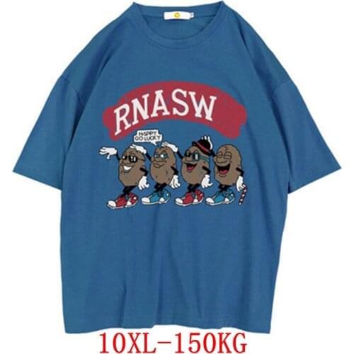 Large size womens T-shirt plus size 7XL 8XL 9XL 10XL summer round neck short sleeve loose black and white blue big T-shirt top