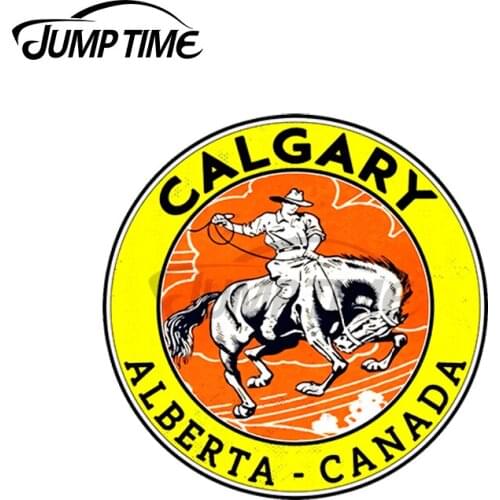 JumpTime 13 x 13cm Calgary Alberta Canada Cowboy Horse Stampede Rodeo Decal Occlusion Scratch Windshield Car Stickers Decoration