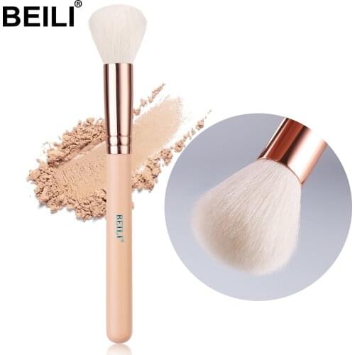 BEILI Black Pink Natural Goat hair Highlight Brushes Blusher Powder Finish Single Glitter handle Makeup Brushes Cosmetic Tool
