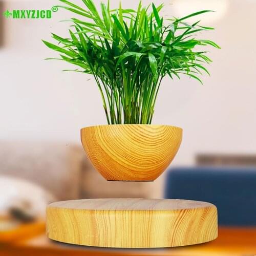 Magnetic suspension creative Flower Pot Office Fish Tank Bonsai Desktop Ornament Suspended Plant Semicircular Potted Craft Gifts