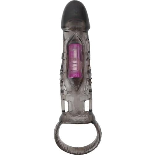 Penis Sleeve Vibrator Sex Toys Men Reusable Silicone Condom Penis Lengthening Extender Sleeve Delay Ejaculation Chastity Device