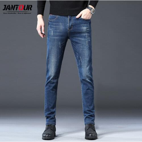 Winter Black Fleece Warm Men Jeans 2020 Pocket Scratched Straight Trousers Fashion Slim Work Pants Ropa De Hombre Size 27-36