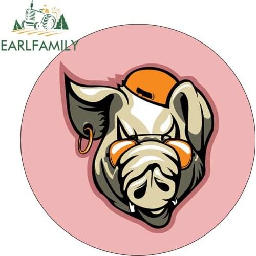 EARLFAMILY 13cm x 12.8cm for Cartoon Style Pig Caricature Fine Car Stickers Personality Creative Fashion Occlusion Scratch Decal