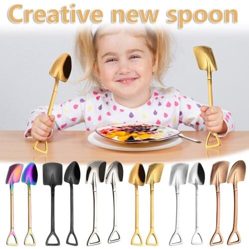 Stainless steel Dessert Shovel Spoon Cake Ice Cream Flat Pointed Shovel Spoon Watermelon Tea Coffee Spoon Party Supplies Посуда