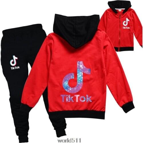 New Boys Girls Clothing Sets Tik Tok Children Active Jackets Zipper Coat Pant Set Kids Clothing Autumn Sports Suit Tracksuit
