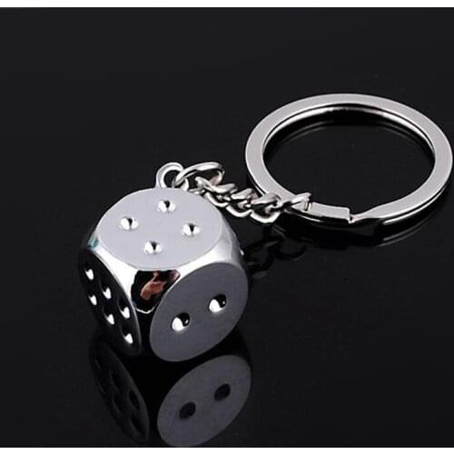 New Dice Key Chain Metal Personality Dice Poker Soccer Guitar Model Alloy Keychain Gift Car Key Ring Accessories Cute