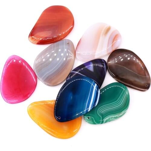 New Natural Flat Tablet Stone 1pc/lot Teardrop Shape Pendant Multi Color Favor Fashion Jewelry Necklace Accessories DIY Making