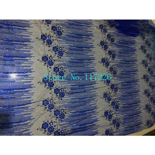 New style ROYAL BLUE glitter african french net lace fabric JRB-42610 african tulle lace fabric with glued glitter